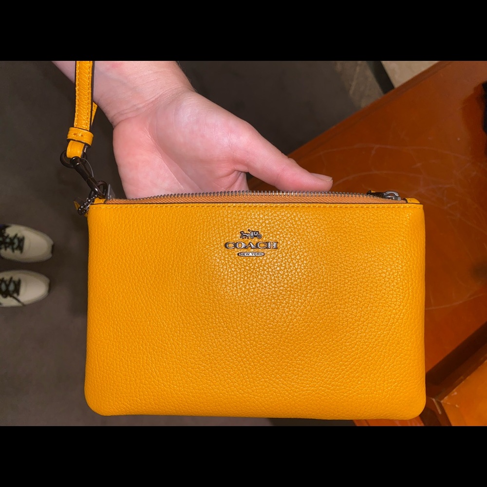 NWT Coach Wristlet Orange Leather Classic
